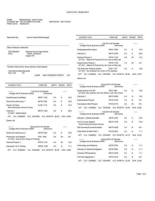 Official Transcript of Record Bangkok University