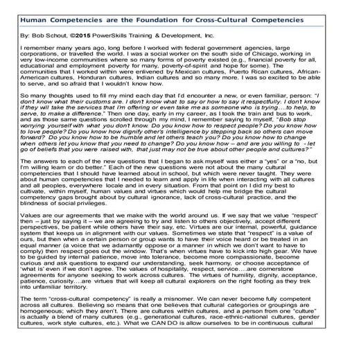 Human Competencies are the Foundation for Cross