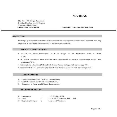 Vikas Resume CGPA New Font2