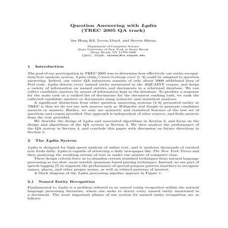 Question Answering with Lydia