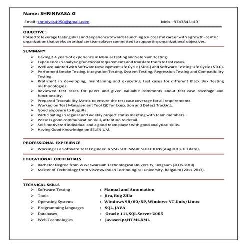 Shrinivasa Resume