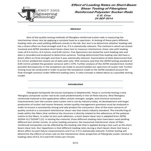 Effect of Loading Rates on Short-Beam Shear Testing of Fiberglass Reinforced ...