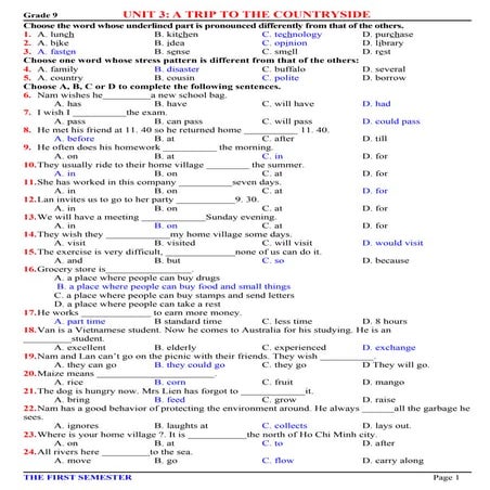 E9 bai tap theo unit-unit 3 a trip to the countryside