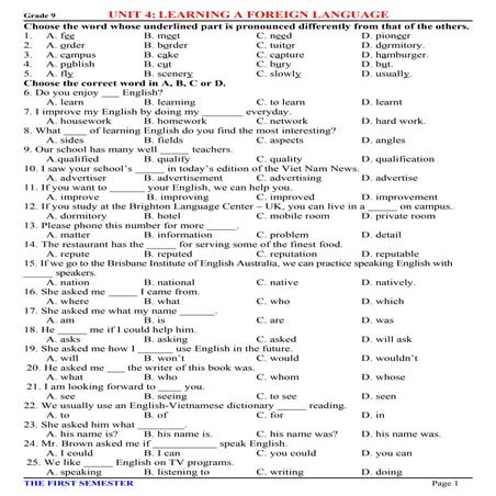 E9 bai tap theo unit -unit 4 learning a foreign language