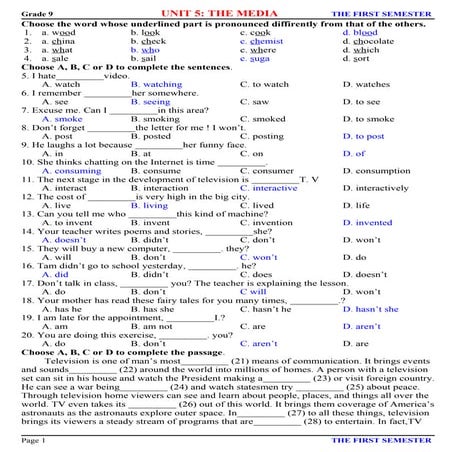 E9 bai tap theo unit-unit 5 the media