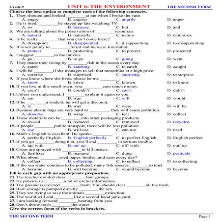 E9 bai tap theo unit-unit 6 the environment
