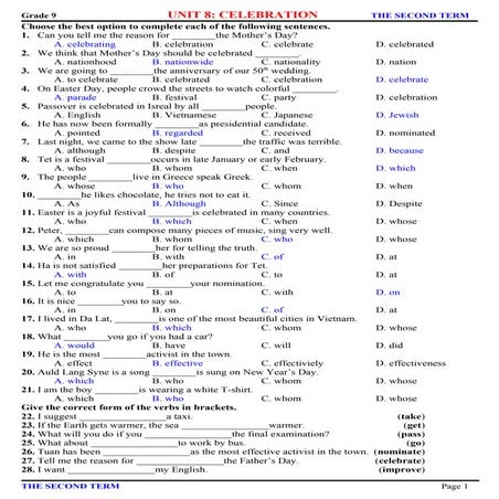 E9 bai tap theo unit-unit 8 celebration