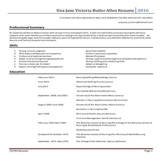 Una Allen Resume
