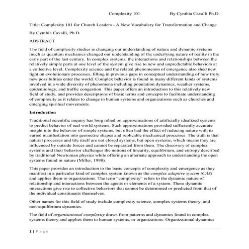 Complexity 101 by Cynthia Cavalli