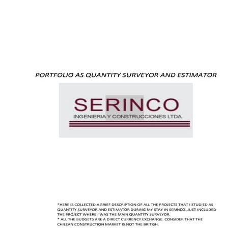 PORTFOLIO AS QUANTITY SURVEYOR AND ESTIMATOR