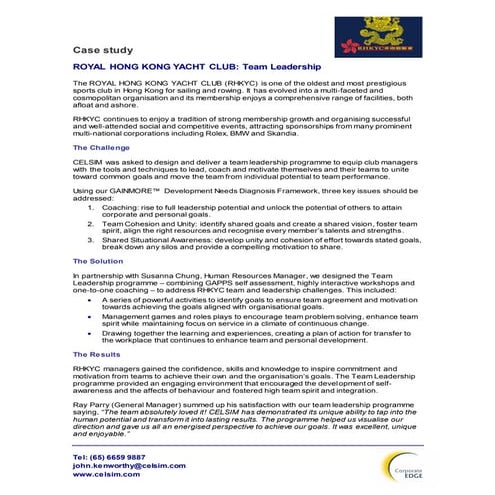 Royal hong kong yacht club team leadership