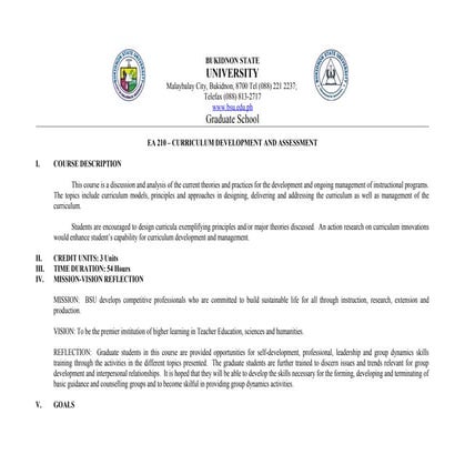 Ea210 curriculum development and management syllabus