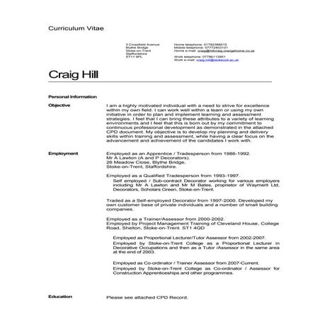 CRAIG TANSLEY CV | DOC