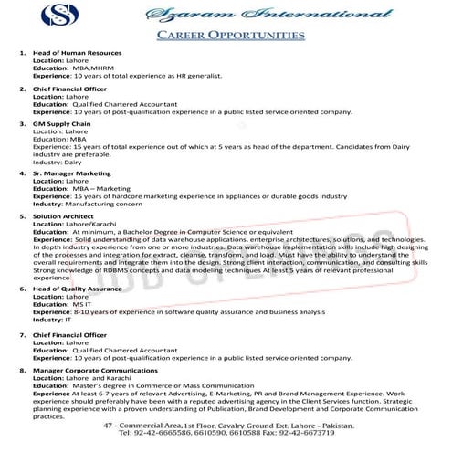 Current Vacancies - August 2016