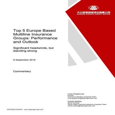 Commentary - Top 5 Europe Based Multiline Insurance Groups 09Sep2016