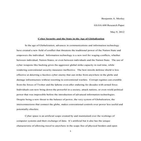 Cyber Security in the Age of Globalization