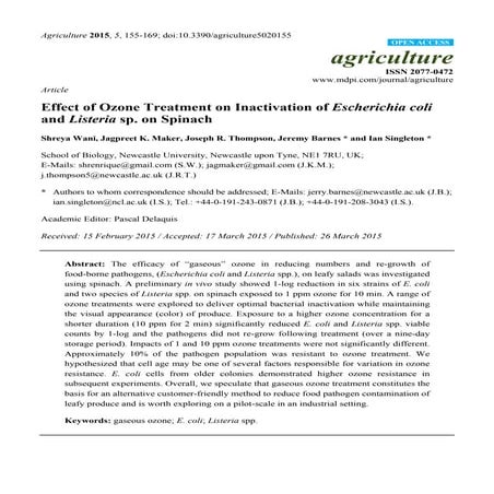 ozone technology in fruits and vegetables | PPTX