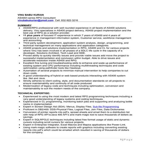 VINU BABU KURIAN_RPG_AS400 