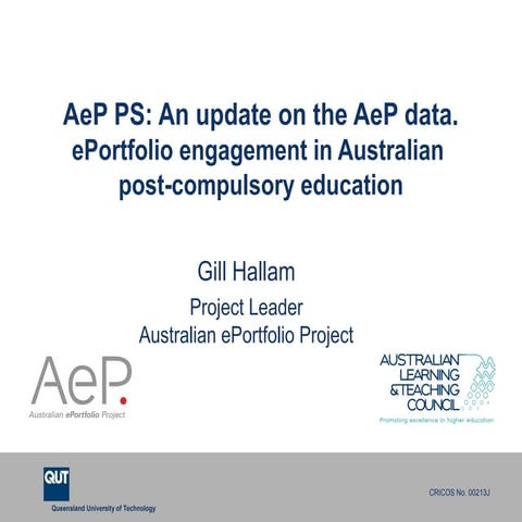 AeP PS: An update on the AeP data.  ePortfolio engagement in Australian post-...