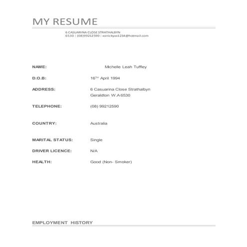 Michelle's Resume | DOCX