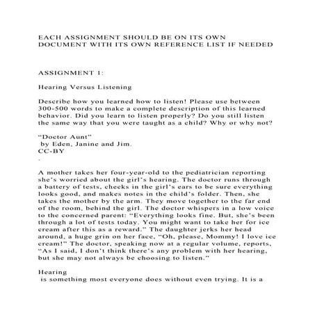 EACH ASSIGNMENT SHOULD BE ON ITS OWN DOCUMENT WITH ITS OWN REFERENCE.docx
