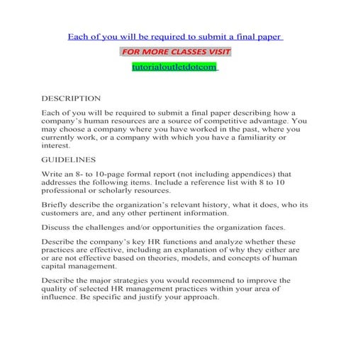 Each of you will be required to submit a final paper/tutorialoutlet