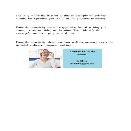 eActivity = Use the Internet to find an example of technical writing | DOCX