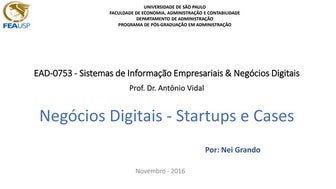 Negócios Digitais - Startups e Cases