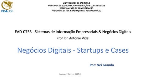 Negócios Digitais - Startups e Cases