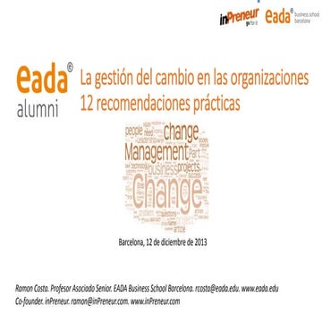 12 recomendaciones para la gestión del cambio en las organizaciones | PDF