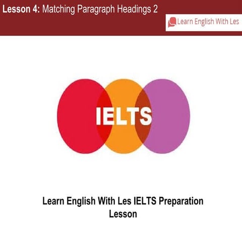 Reading lesson 4 matching paragraph headings 2