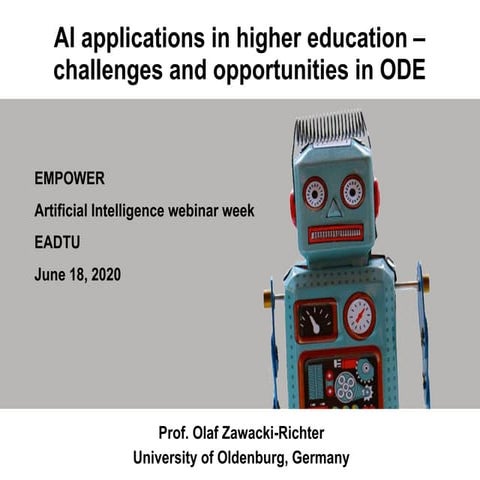 AI applications in higher education - challenges and opportunities in ODE by ...