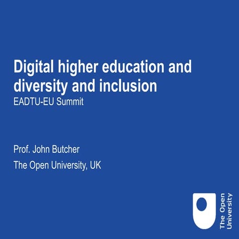 Digital Higher Education and diversity and Inclusion | PPTX