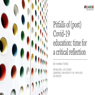 Pitfalls of (post) COVID-19 education: time for a critical reflection by Hann...