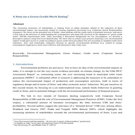 A note on green credit merit rating