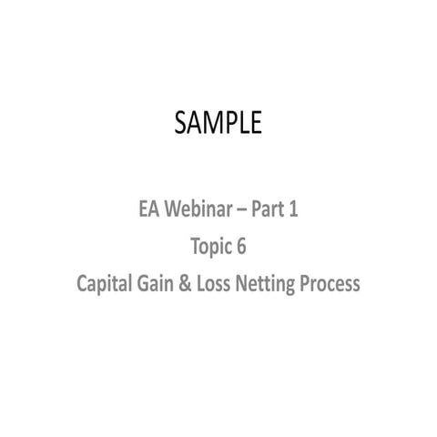 EA Exam Webinar - Sample Topic