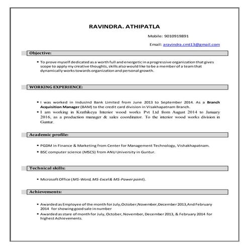 RAVINDRA resume .... | PDF