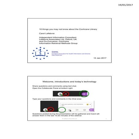 EAHIL CPD Pilot Program: 10 things you may not know about Cochrane Library - ...