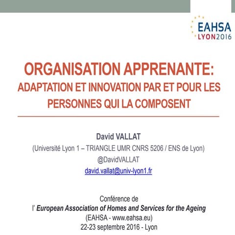 Organisation apprenante: adaptation et innovation par et pour les personnes q...