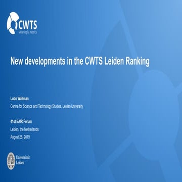 New developments in the CWTS Leiden Ranking