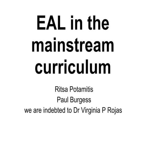 EAL in the mainstream curriculum