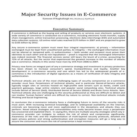 Eamonn O Raghallaigh   Major Security Issues In E Commerce