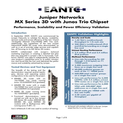 Juniper Networks MX Series 3D with Junos Trio Chipset - EANTC Report
