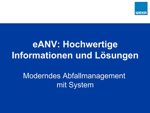 eANV Software und Informationen