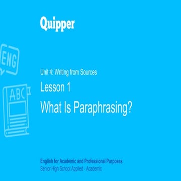 EAP 11_12_Unit 4_Lesson 1_What Is Paraphrasing_.pptx