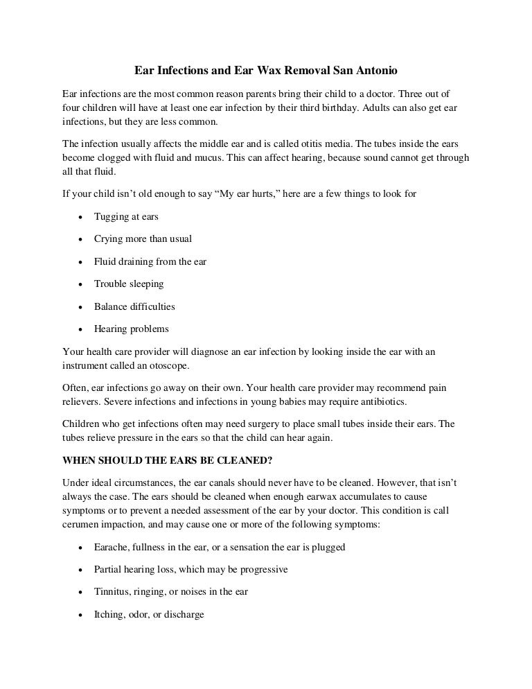 Ear infections and ear wax removal san antonio
