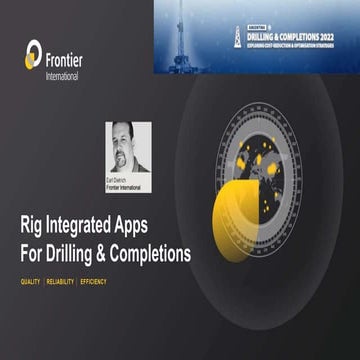 RIG INTEGRATED APPS FOR DRILLING & COMPLETIONS OPERATIONS