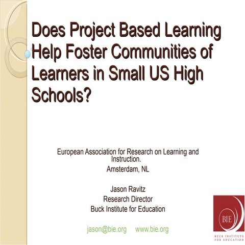 EARLI 2009: PBL & Learning Communities