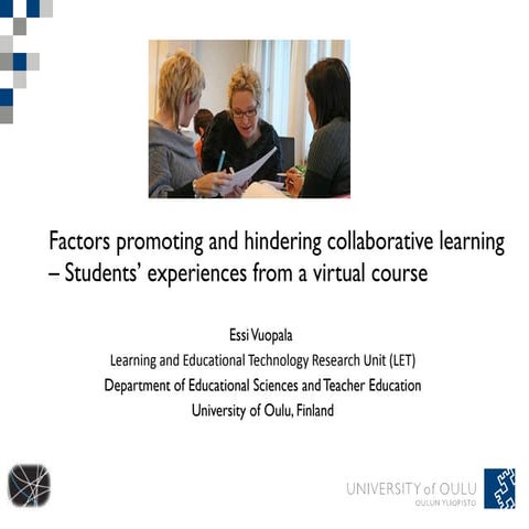 Factors promoting and hindering collaborative learning