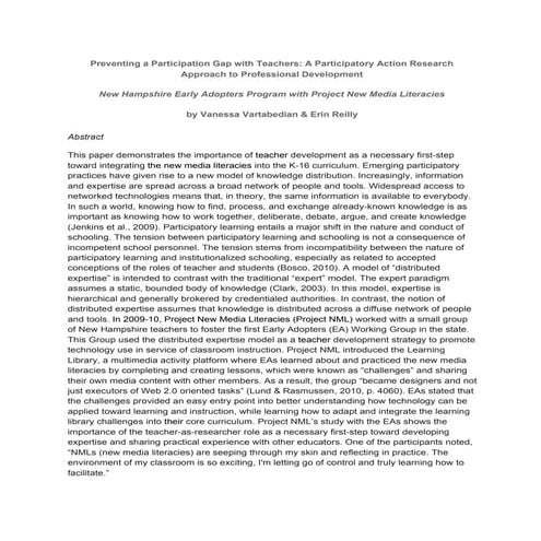 Early Adopters to Participatory Professional Development